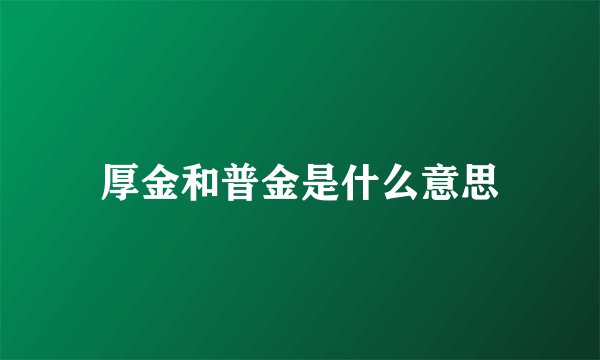 厚金和普金是什么意思