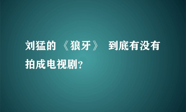 刘猛的 《狼牙》  到底有没有拍成电视剧？
