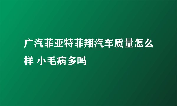 广汽菲亚特菲翔汽车质量怎么样 小毛病多吗