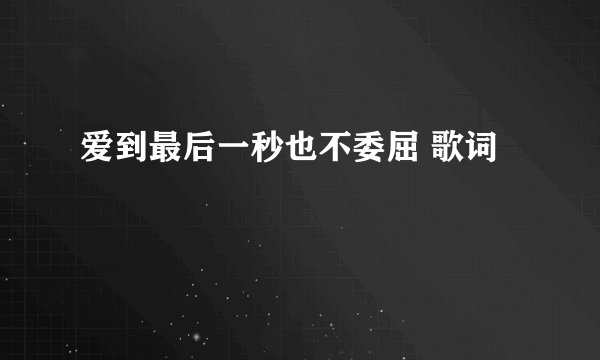 爱到最后一秒也不委屈 歌词