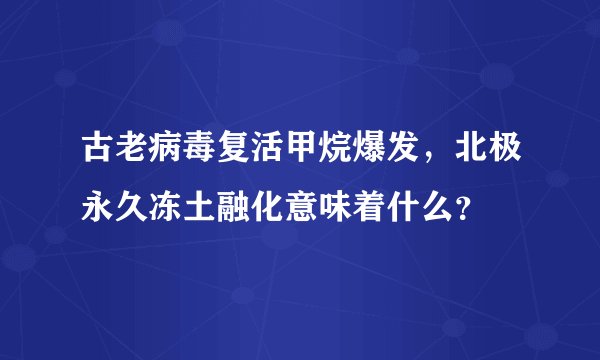 古老病毒复活甲烷爆发,北极永久冻土融化意味着什么?