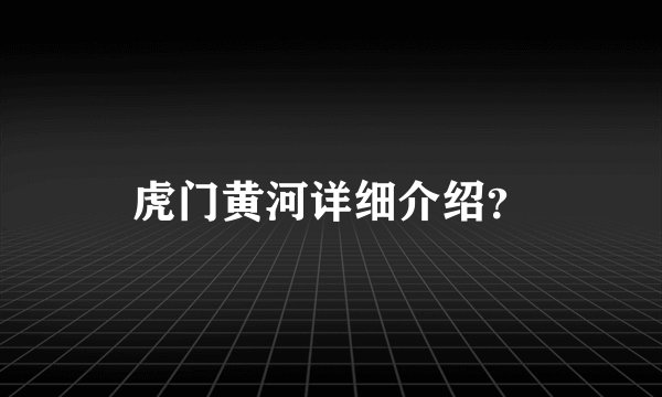 虎门黄河详细介绍?