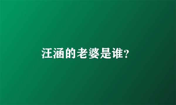 汪涵的老婆是谁？