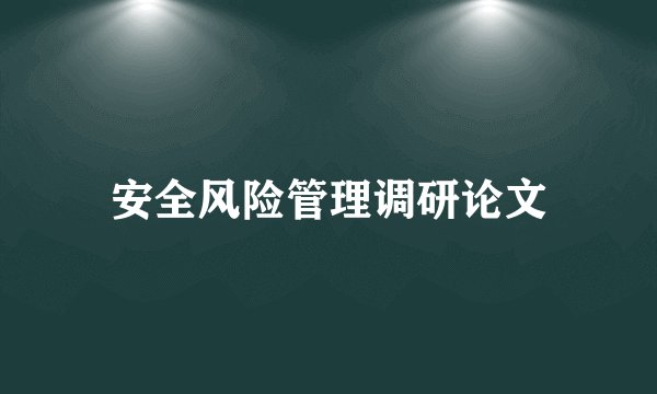 安全风险管理调研论文