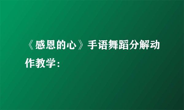 《感恩的心》手语舞蹈分解动作教学：