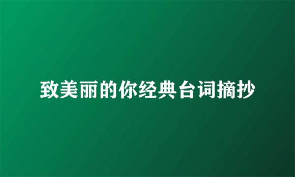 致美丽的你经典台词摘抄
