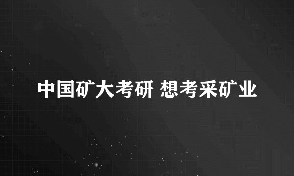 中国矿大考研 想考采矿业