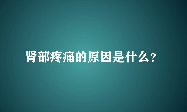 肾部疼痛的原因是什么？