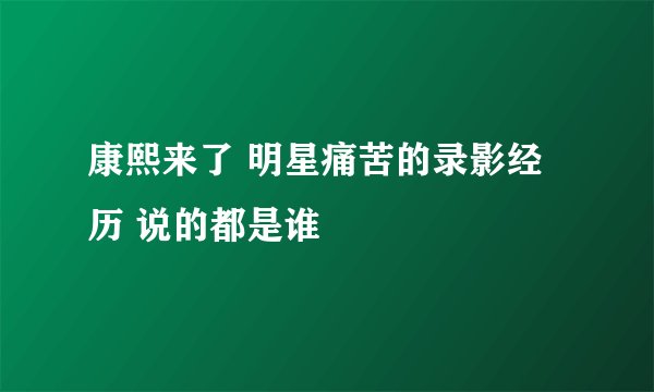 康熙来了 明星痛苦的录影经历 说的都是谁