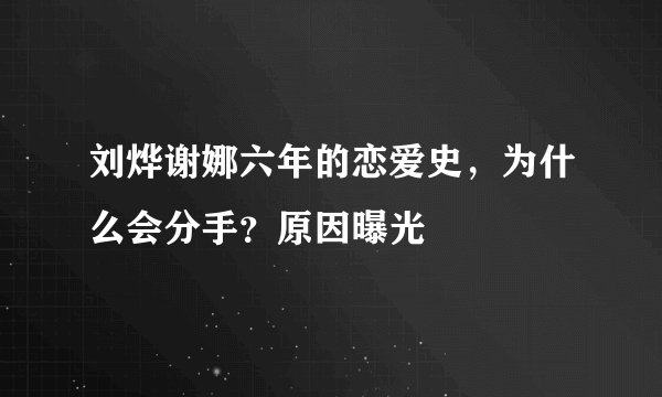 刘烨谢娜六年的恋爱史，为什么会分手？原因曝光