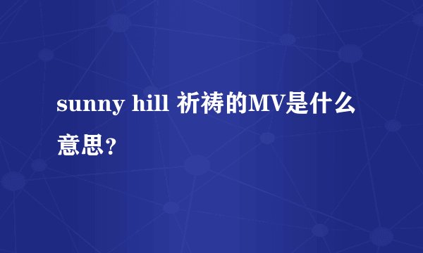 sunny hill 祈祷的MV是什么意思？