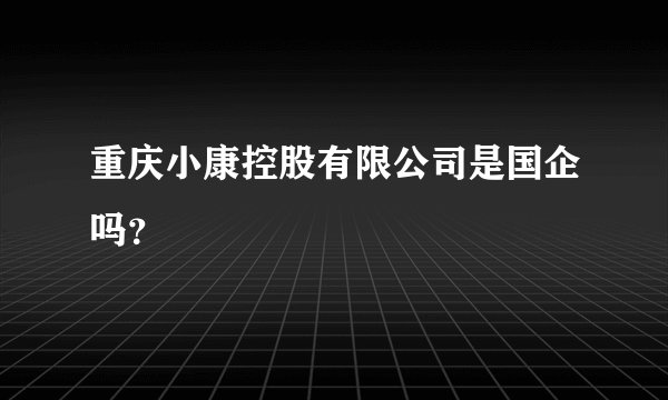 重庆小康控股有限公司是国企吗？