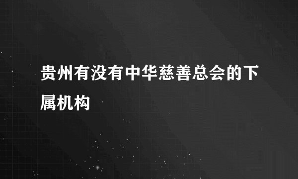 贵州有没有中华慈善总会的下属机构