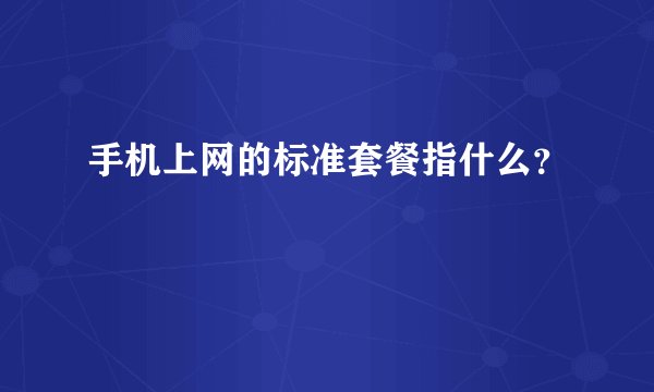 手机上网的标准套餐指什么？