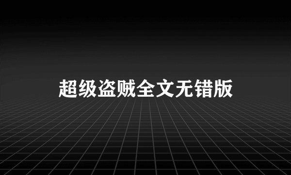 超级盗贼全文无错版