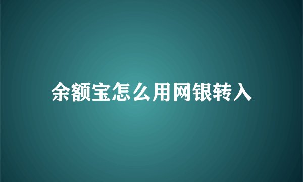 余额宝怎么用网银转入