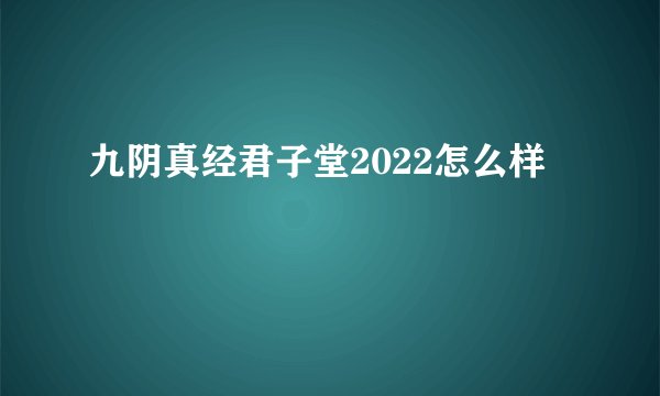 九阴真经君子堂2022怎么样
