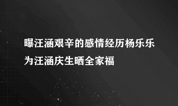 曝汪涵艰辛的感情经历杨乐乐为汪涵庆生晒全家福
