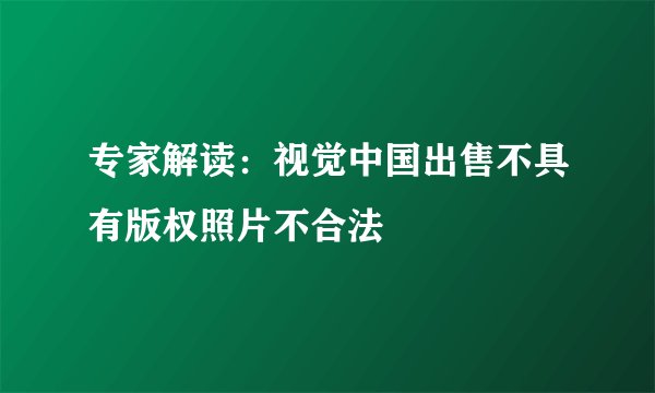 专家解读：视觉中国出售不具有版权照片不合法