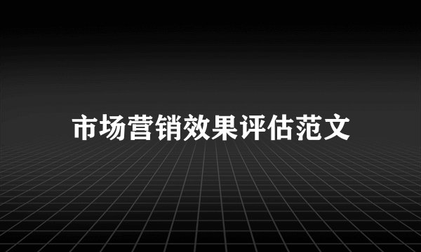 市场营销效果评估范文