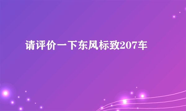 请评价一下东风标致207车