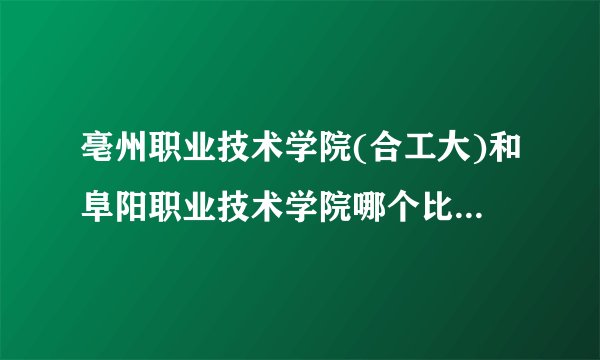 亳州职业技术学院(合工大)和阜阳职业技术学院哪个比较好?麻烦大家说详细点，谢谢了？