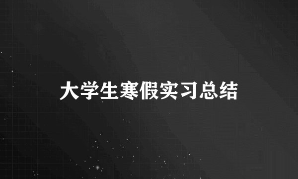 大学生寒假实习总结