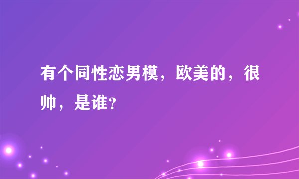 有个同性恋男模，欧美的，很帅，是谁？