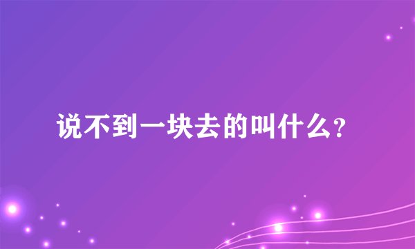 说不到一块去的叫什么？
