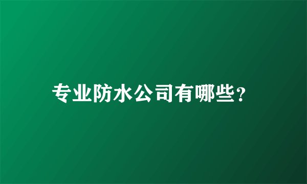 专业防水公司有哪些？