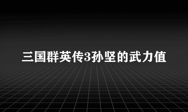三国群英传3孙坚的武力值