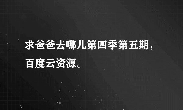 求爸爸去哪儿第四季第五期，百度云资源。