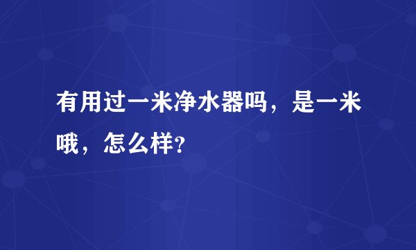有用过一米净水器吗，是一米哦，怎么样？