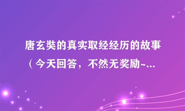 唐玄奘的真实取经经历的故事（今天回答，不然无奖励~）&像他这样的人（只是名字哦）