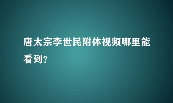 唐太宗李世民附体视频哪里能看到？