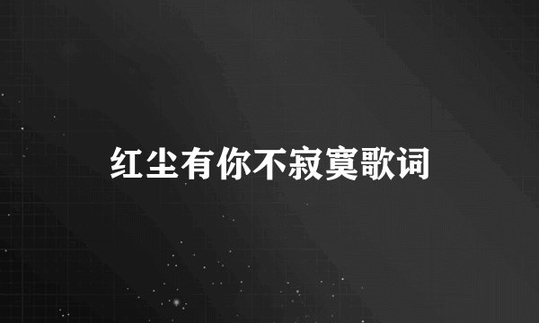 红尘有你不寂寞歌词
