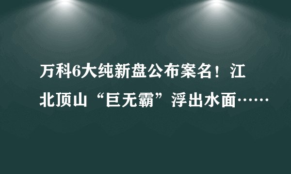 万科6大纯新盘公布案名！江北顶山“巨无霸”浮出水面……