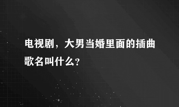 电视剧，大男当婚里面的插曲歌名叫什么？