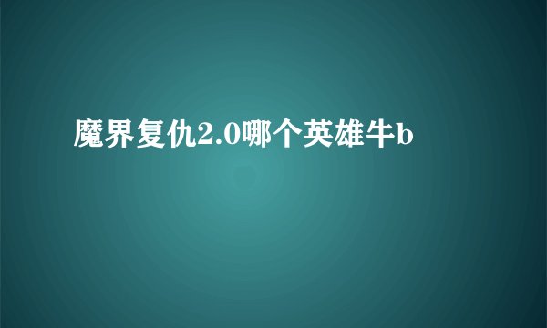 魔界复仇2.0哪个英雄牛b