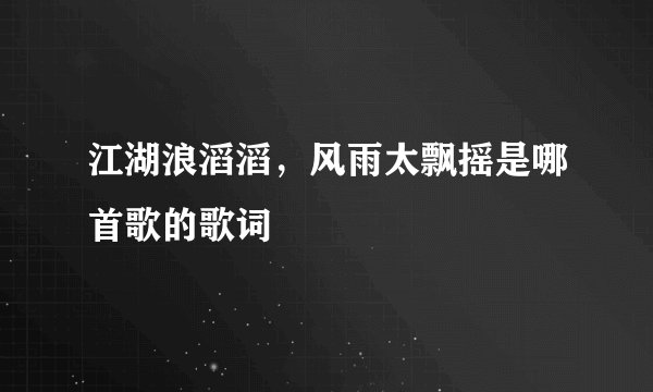 江湖浪滔滔，风雨太飘摇是哪首歌的歌词