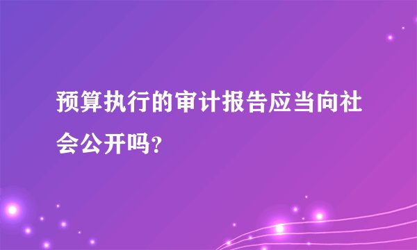 预算执行的审计报告应当向社会公开吗？