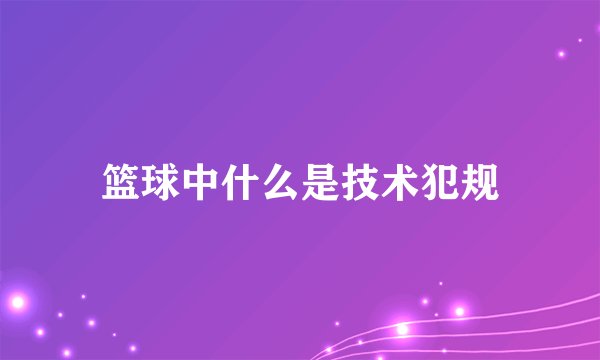 篮球中什么是技术犯规