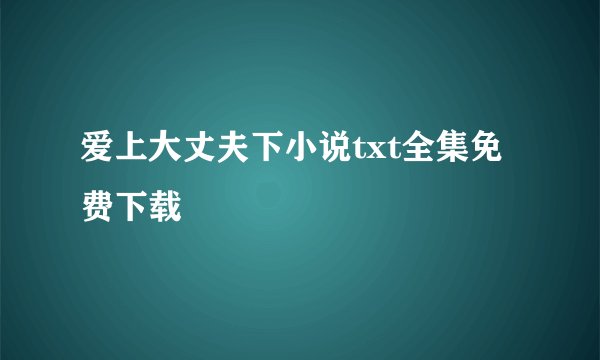 爱上大丈夫下小说txt全集免费下载