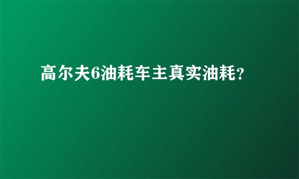 高尔夫6油耗车主真实油耗？