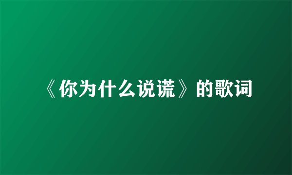 《你为什么说谎》的歌词