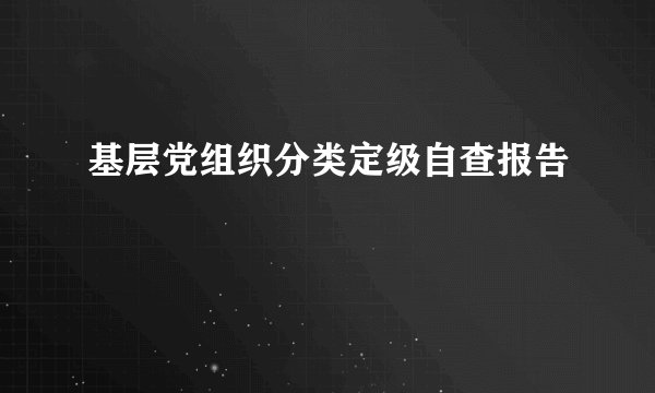 基层党组织分类定级自查报告