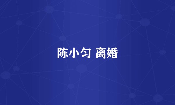 陈小匀 离婚