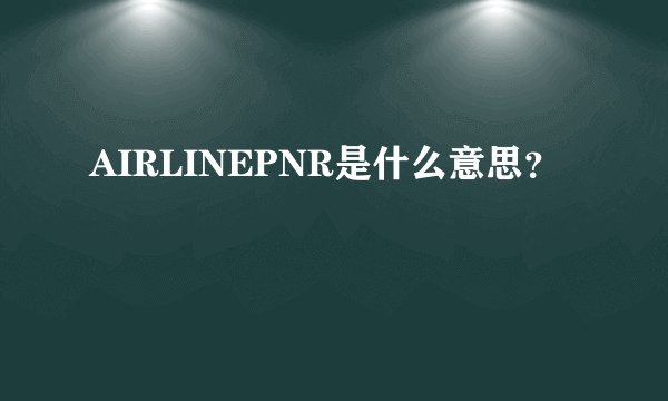 AIRLINEPNR是什么意思？
