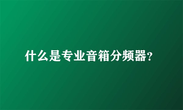 什么是专业音箱分频器？