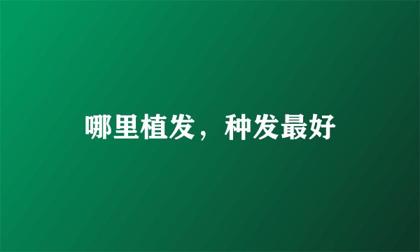 哪里植发,种发最好